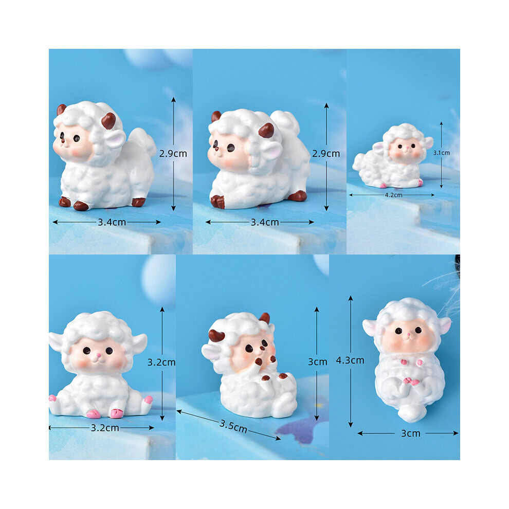 6PCS Cute Sheep Micro-landscape Moss Decoration Decoration Small Decoration Resin Crafts