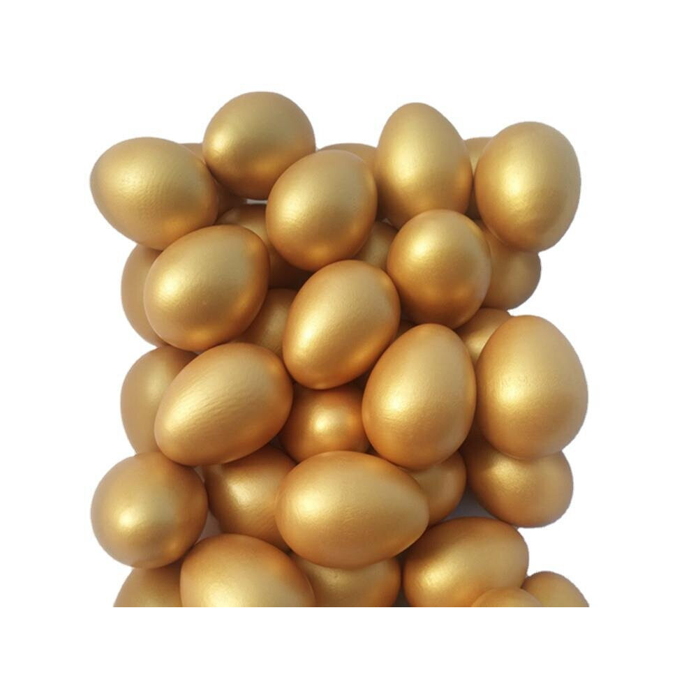 10PCS Easter Golden Egg Wooden Simulation Egg Painted Model Toy