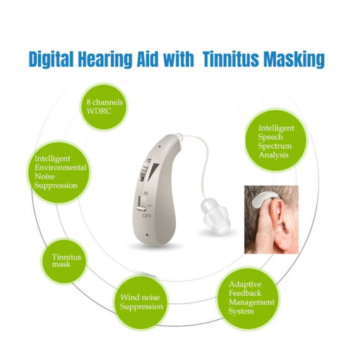 Digital Hearing Aid Rechargeable Adjustable Voice Amplifier Behind Ear 1