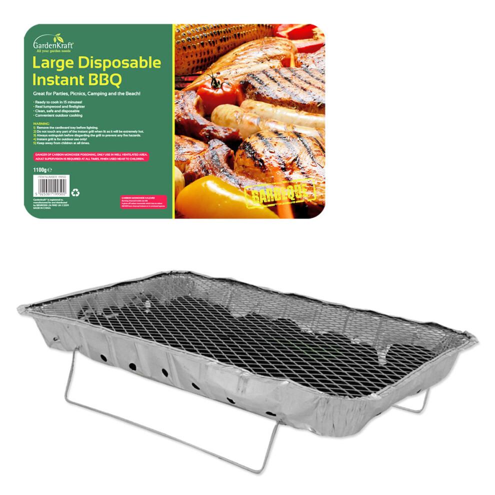GardenKraft 19950 Family Sized Disposable BBQ with Stand / 60 Mins Use