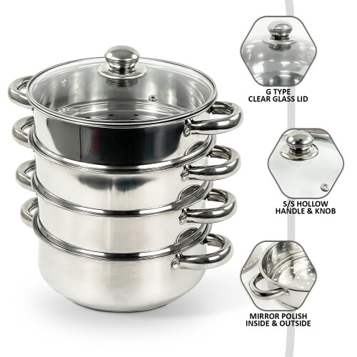 4 Tier Steel Induction Steamer Cookware 1