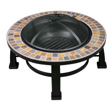 Dellonda 30" Deluxe Traditional Style Fire Pit/Fireplace/Outdoor Heater with Slate Top