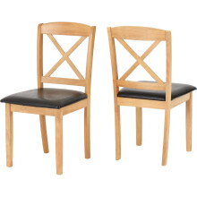 Mason Chair Oak Varnish/Brown Faux Leather- Sold as 2 per carton