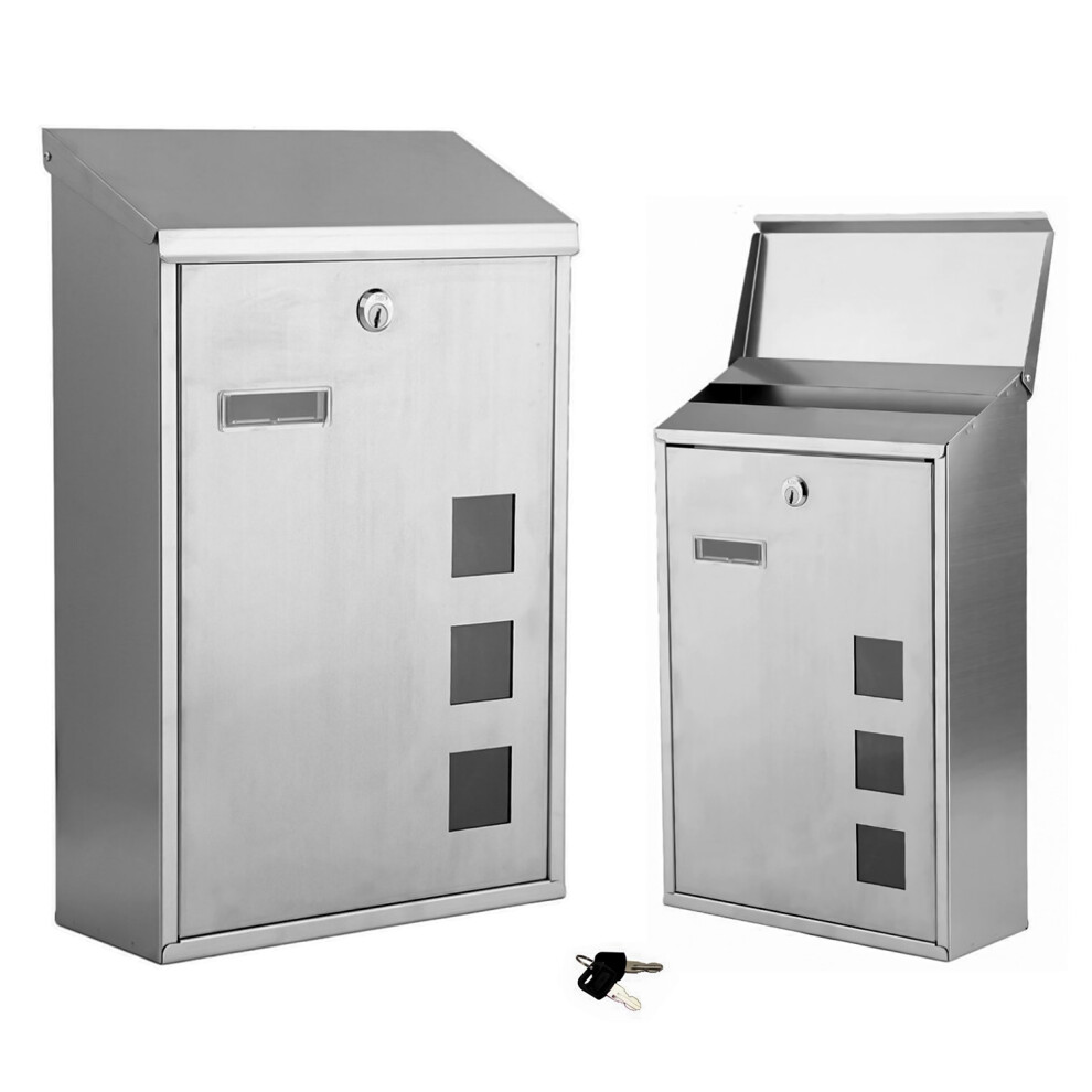 Stainless Steel Outdoor Wall Mounted Mail Box Lockable Letter Post Box