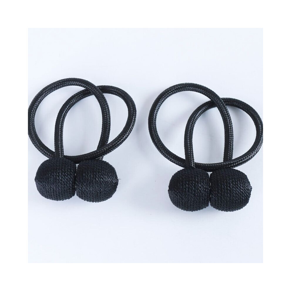 (Black) Magnetic Buckle Straps Clips Home Rope Tiebacks 2Pcs Tie Backs Curtain Holdbacks