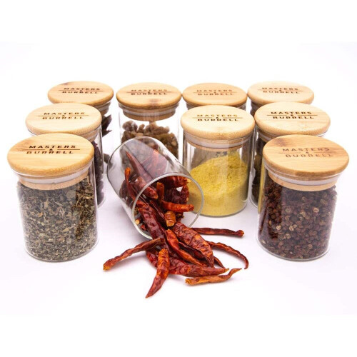 Glass Storage Jars with Bamboo Lids (Spice Set) 1