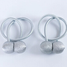 (Gray) Magnetic Buckle Straps Clips Home Rope Tiebacks 2Pcs Tie Backs Curtain Holdbacks