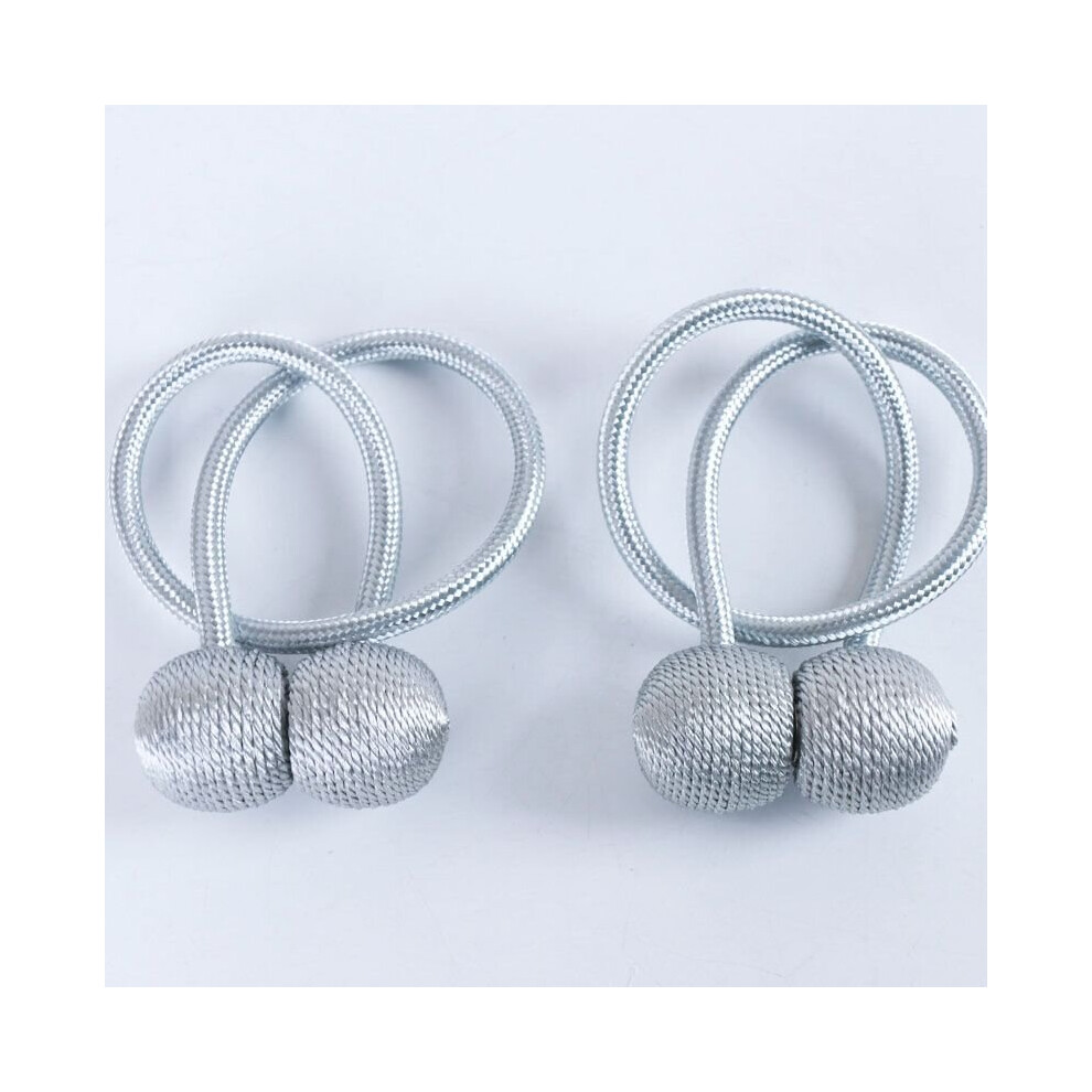 (Gray) Magnetic Buckle Straps Clips Home Rope Tiebacks 2Pcs Tie Backs Curtain Holdbacks