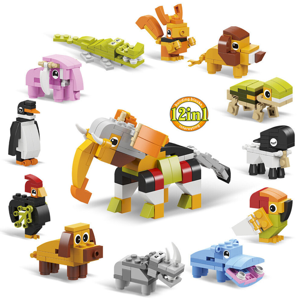 12 in1 Animal Building Blocks Minifigures Compatible Toys Fit Lego