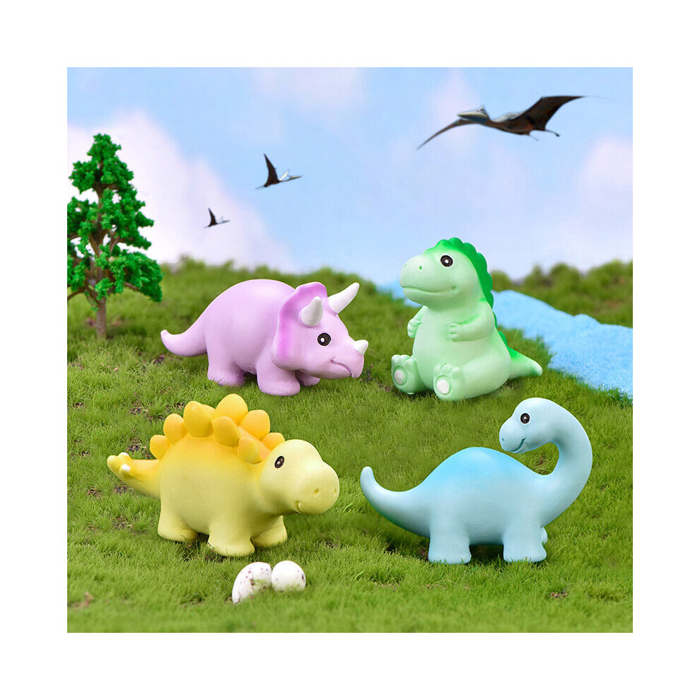 4PCS Resin Dinosaurs Tyrannosaurus Triceratops Keychain Micro Landscape Moss Ornaments