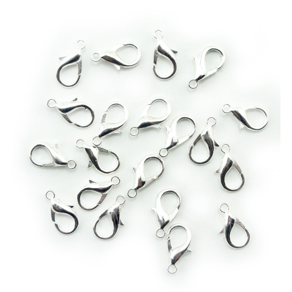 HAND Pack of 20 Silver-Tone Lobster Claw Clasps for Craft, Garment & Accessory Making - 18 mm