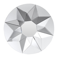 Premier Housewares 3D Round Shaped Wall Mirror For Garden And Bedroom MDF Reflective Bathroom Mirrors Wall Mounted Contemporary Geometric Design