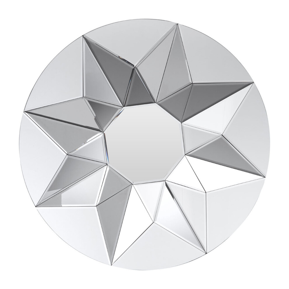 Premier Housewares 3D Round Shaped Wall Mirror For Garden And Bedroom MDF Reflective Bathroom Mirrors Wall Mounted Contemporary Geometric Design