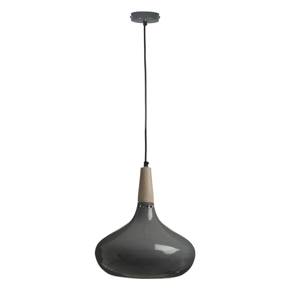 Premier Housewares Grey Pendant Light, Reliable Grey Pendant Light Shade, Easy Installation Ceiling Pendant For Home, Office