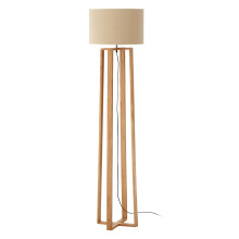Premier Housewares Wooden Lamp With Four Strips Of Wood Design Eco-Friendly Natural Tones Contemporary Free Standing Floor Lamps For Bedroom