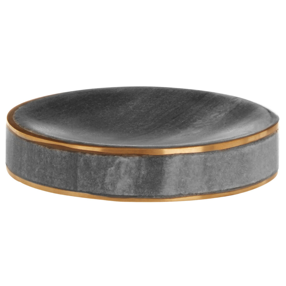 Premier Housewares Marble Brass Soap Dish / Ceramic Soap Dishes With Drainage / Modern And Unique Bathroom Decor With Detailing 13 X 13 X 3 Grey/Gold
