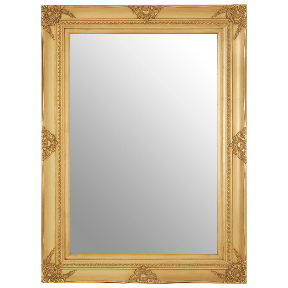 Premier Housewares Wall Mirror / Mirrors For Garden / Bathroom / Living Room With Carving Rectangular Frame / Gold Finish Wall Mounted Mirrors