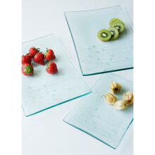 Premier Housewares Large Rectangular Glass plate Clear Glass Contemporary Design Series of Etched Dots W34 X D21 X H2cm