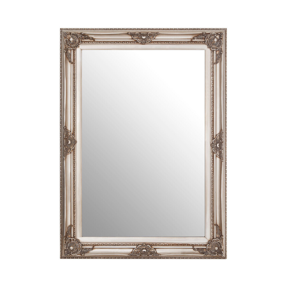 Premier Housewares Wall Mirror / Mirrors For Garden / Bathroom / Living Room Antique Effect Rectangular Frame / Grey Finish Wall Mounted Mirrors