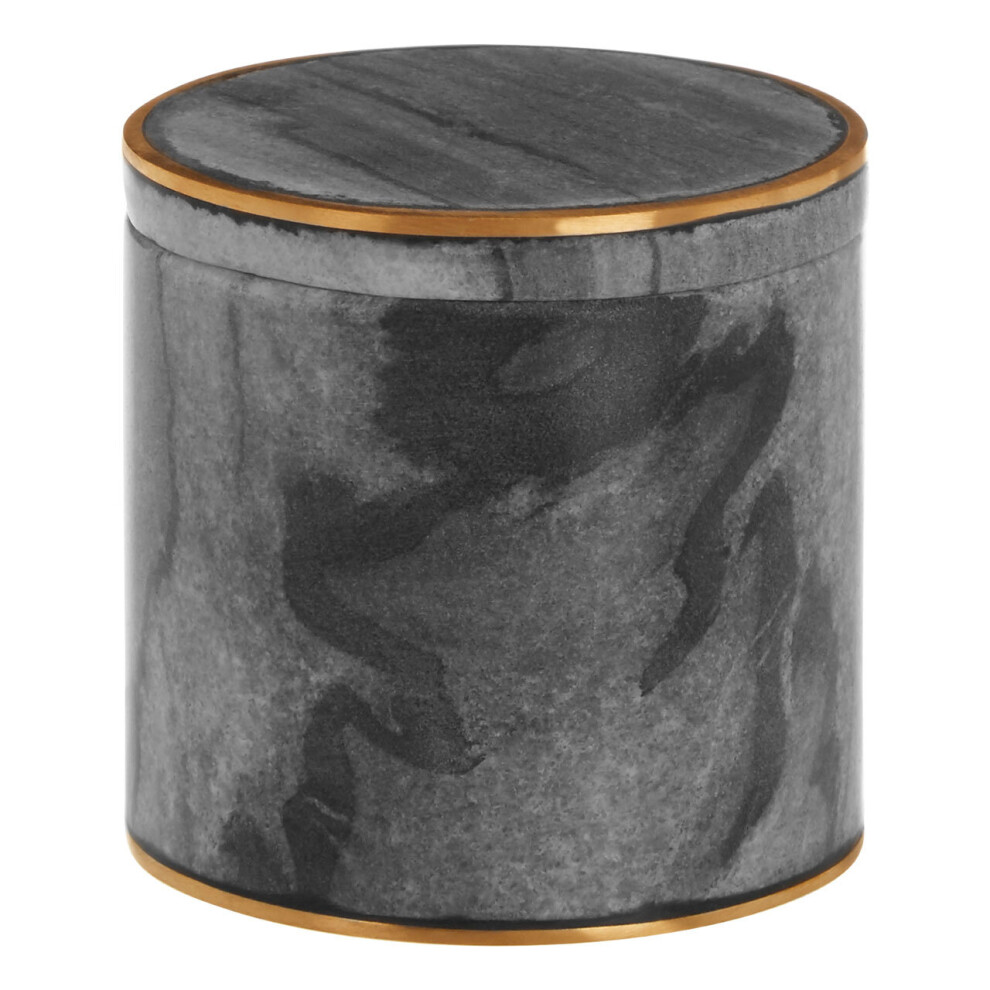 Premier Housewares Marble Brass Storage Pot/ Pots Storage Box With Lid Bathroom Storage Containers With Unique Design For Storing Q Tips Grey