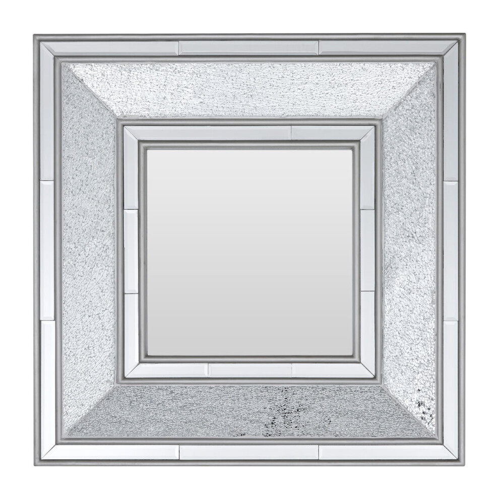 Premier Housewares Black And Silver Wall Mirror For Garden And Bedroom Reflective Square Bathroom Mirrors Wall Mounted Contemporary