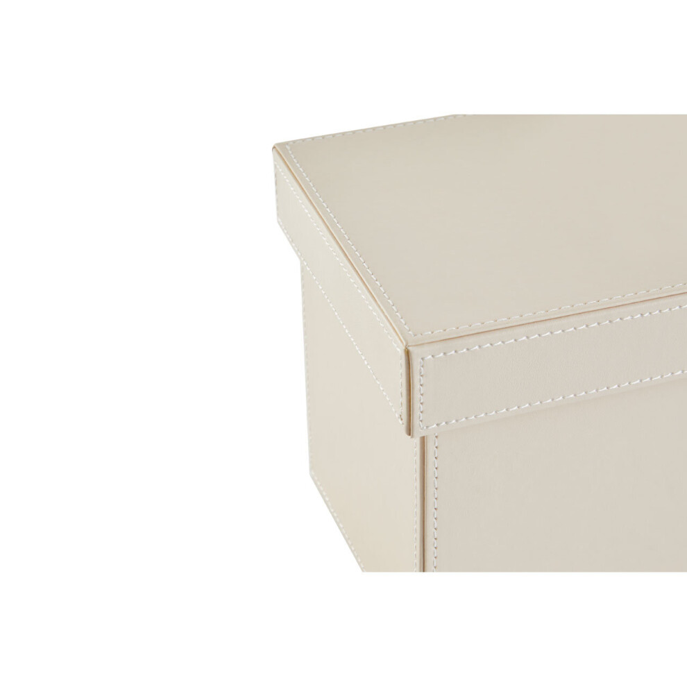 Premier Housewares Elegant Faux Leather Cd Storage Box, Versatile Faux Leather Box, Lightweight Cd Storage Container Cream