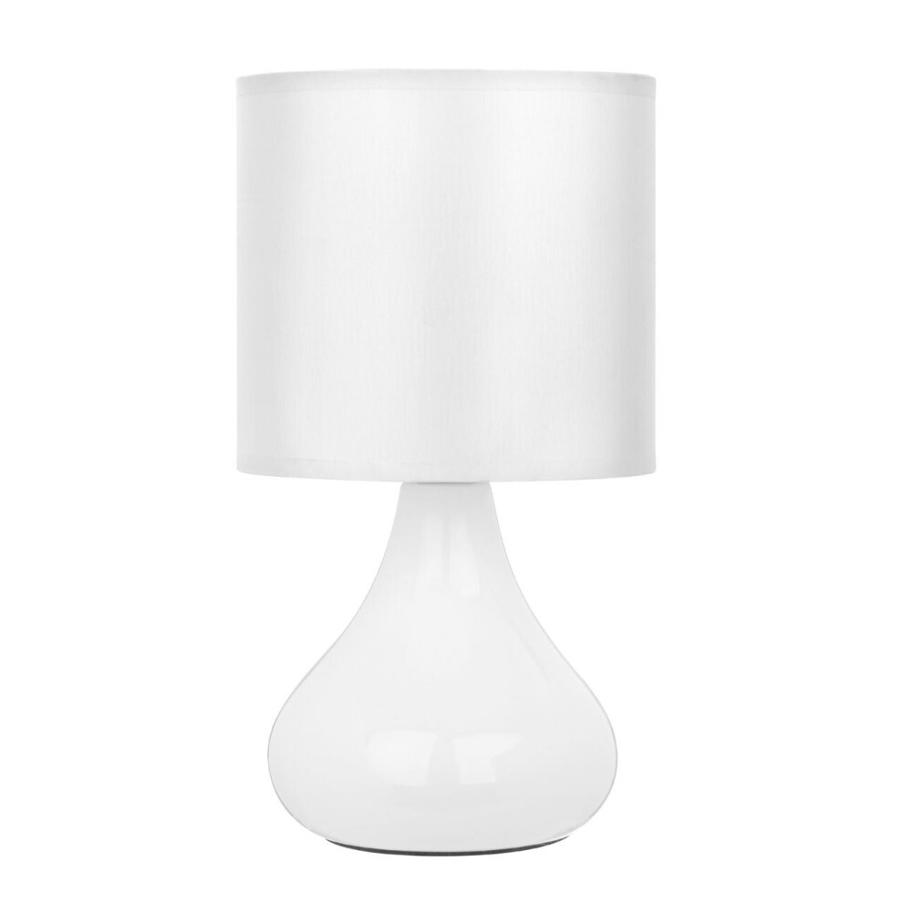 Premier Housewares White Table Lamp Droplet Shaped Desk Lamp Ceramic Reading Lamp With Shade Modern Bedroom Desk Lamps With EU Plug Desk Lamps Office
