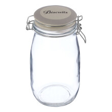 Premier Housewares Glass Biscuit Storage Jar Transparent Glass Jars For Cookie Biscuits Airtight Jar With Ceramic Lid Clip Lock Vintage Style