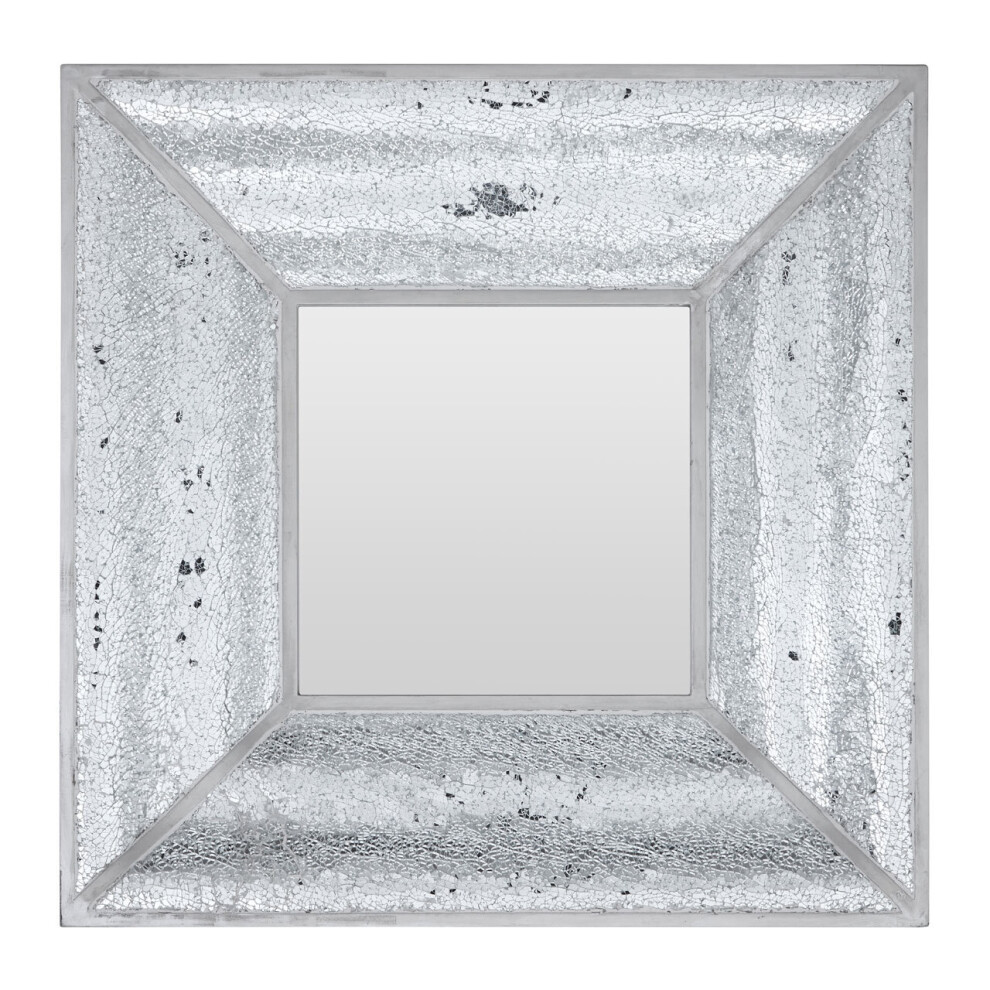Premier Housewares Silver Wall Mirror For Garden And Bedroom Reflective Square Bathroom Mirrors Wall Mounted Contemporary Mosaic
