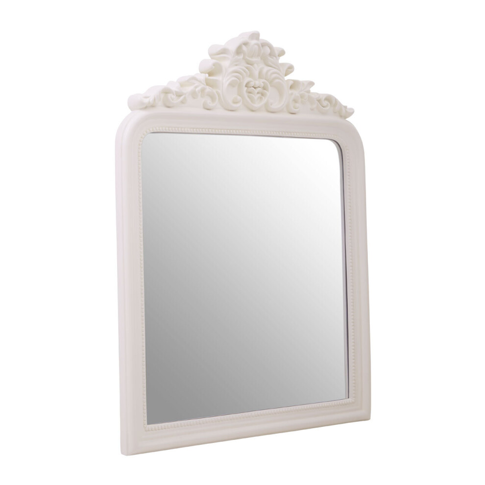 Premier Housewares Wall Mirror / Mirrors For Garden / Bathroom / Living Room With Carving Rectangular Frame / Cream Finish Wall Mounted Mirrors