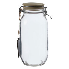 Premier Housewares Small Glass Storage Jar With Grey Ceramic Lid Transparent Jars For Kitchen Storage Coffee Tea Sugar Black Chalkboard On Front