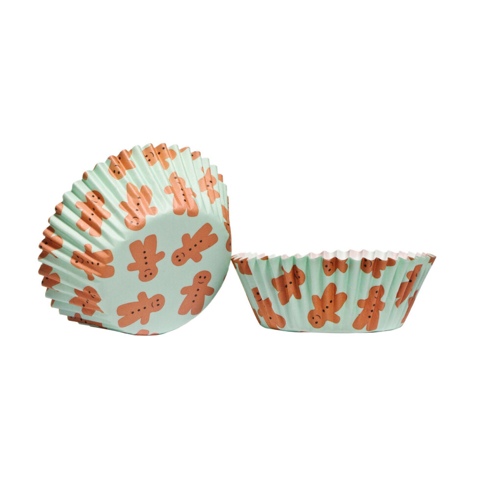 Premier Housewares Gingerbread 60 Pieces Medium Cupcake Cases/ Made From Robust Greaseproof Paper/ Pastel Green Case/ Decorative Muffin Cases