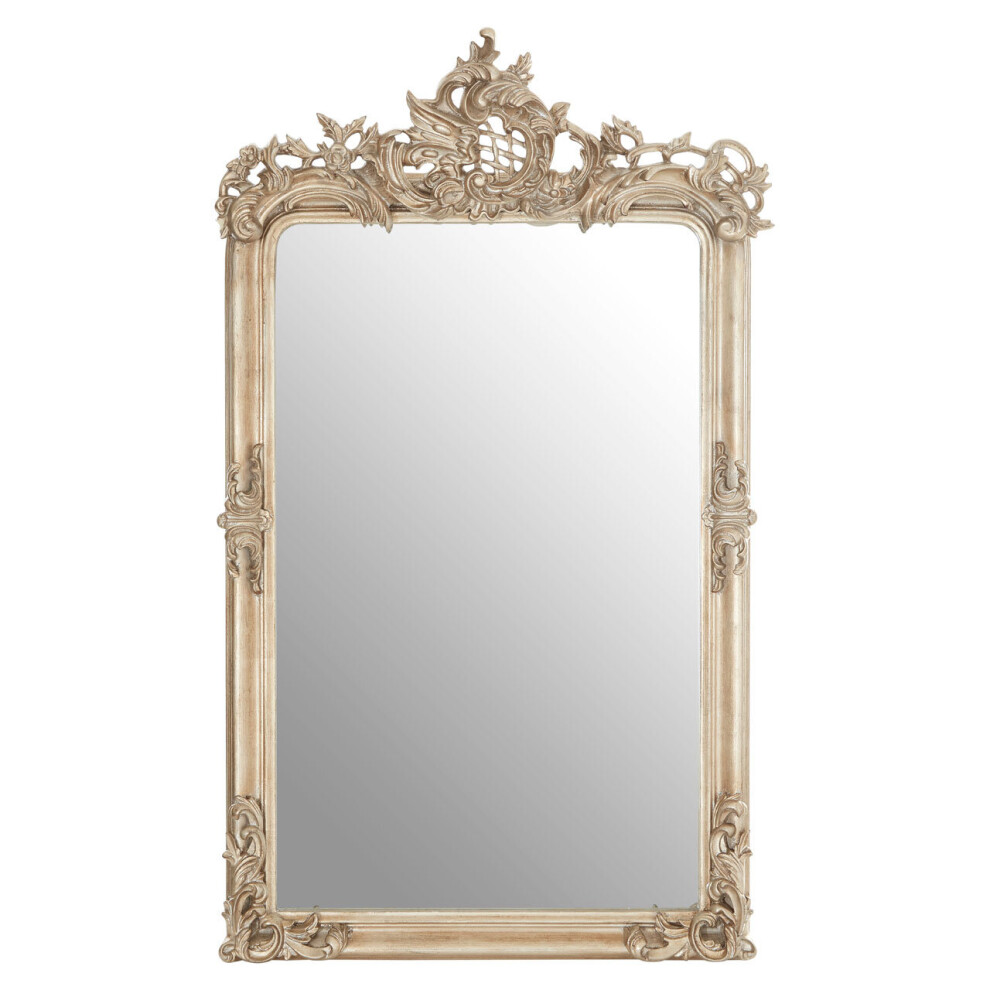 Premier Housewares Silver Frame Wall Mirror  For Bedroom / Hallway / Living Room Luxurious and Fancy Antiquated Look w76 x d13 x h125cm