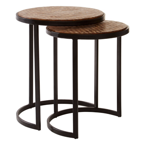 Premier Housewares Sturdy Chevron Side Tables, Durable Side Table By Couch For Livingroom, Versatile Small Table For Outdoor 1