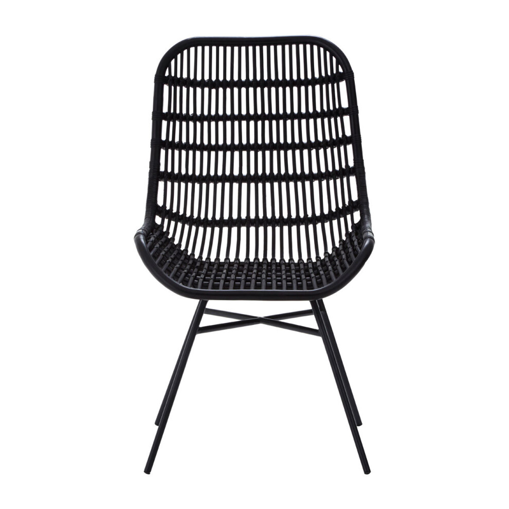 Interiors by Premier Curved Black Natural Rattan Chair, Rustless Rattan Chair, Easy Cleaning Rattan Armchair