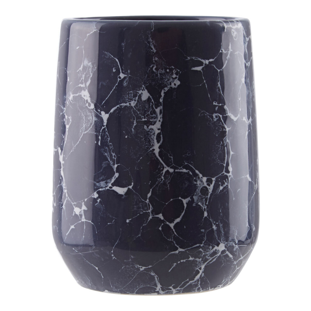 Premier Housewares Black And Grey MarbleTumbler / Drinking Glasses/  Marble Tumbler Handcrafted Tumblers w8 x d8 x h10cm