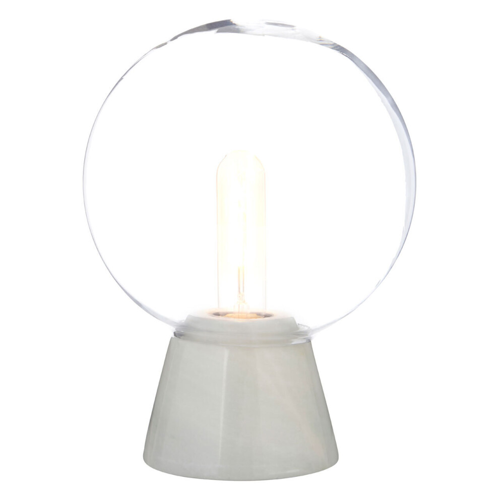 Premier Housewares Contemporary Globe Lamp With Marble Base, Contrasting Bedside Table Versatile Modern Lamp White/Light