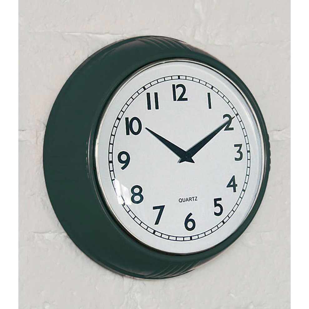 Premier Housewares Wall Clock / Digit Numbers / Wall Clocks for Living Room /  Kitchen Clocks - Retro Green