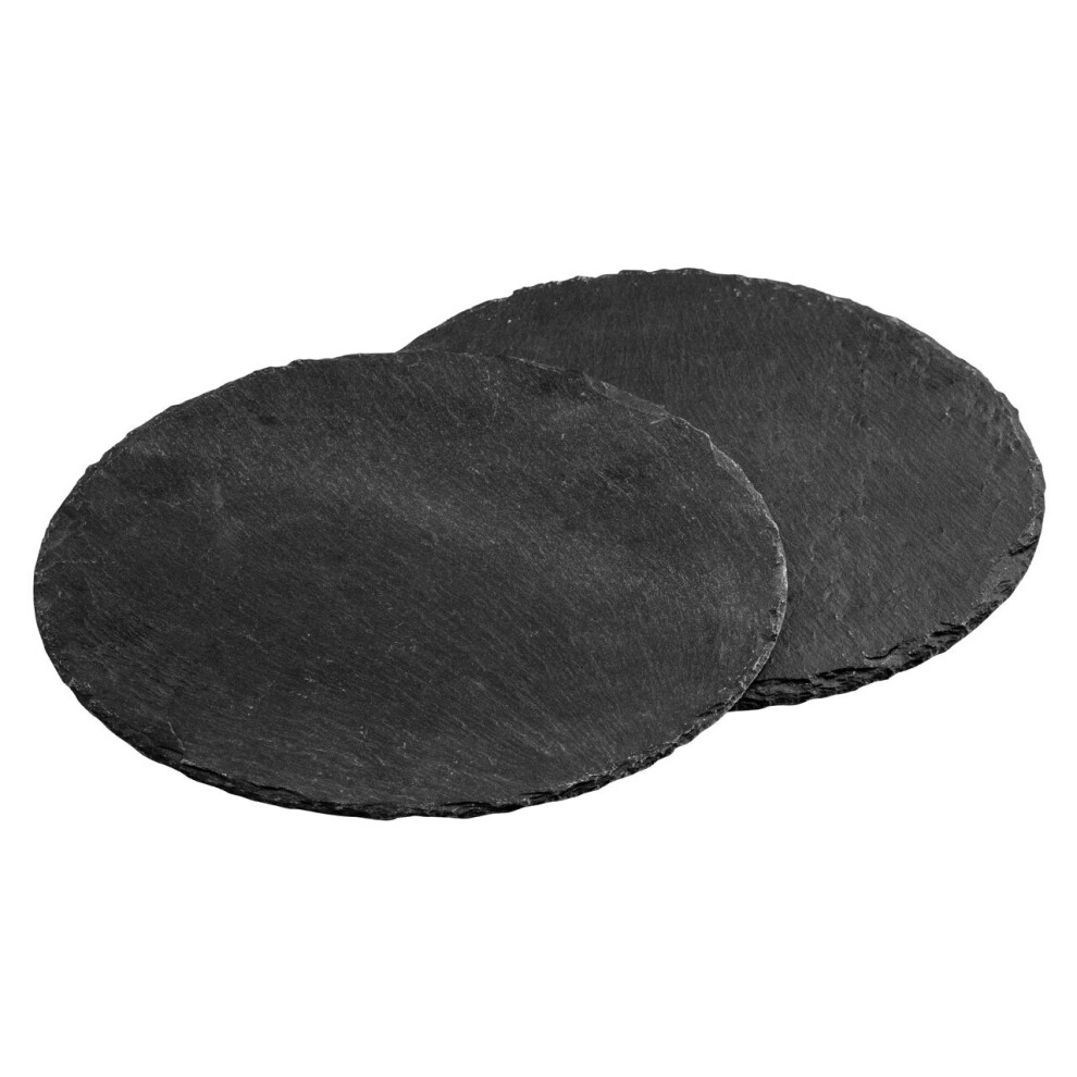 Premier Housewares Placemats and Coaster Slate Effect Table Mats And Coasters Set Of 2 Practical Black and Grey Coasters Stylish Coasters 25 x 25 x 1