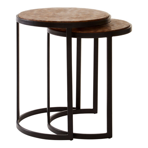 Premier Housewares Sturdy Chevron Side Tables, Durable Side Table By Couch For Livingroom, Versatile Small Table For Outdoor 2
