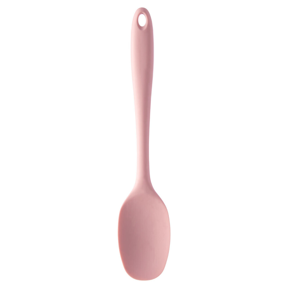 Premier Housewares Silicone Spoon Light Pink Slip Free Grip Heat resistant Spoon Set  Dishwasher Safe Hanging Loop Spoons 5 x 2 x 28