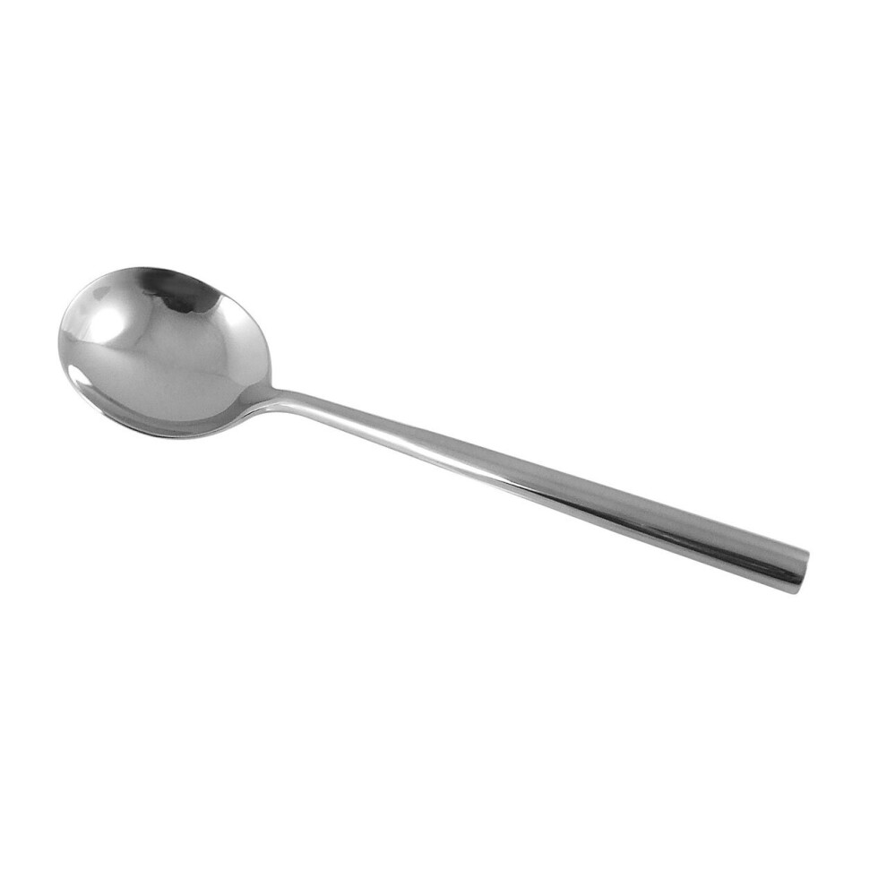 Premier Housewares Silver Soup Spoon/ Spoons Cutlery For Lunch / Dessert Stainless Steel Modern Design Silverware w3 x d2 x h17cm