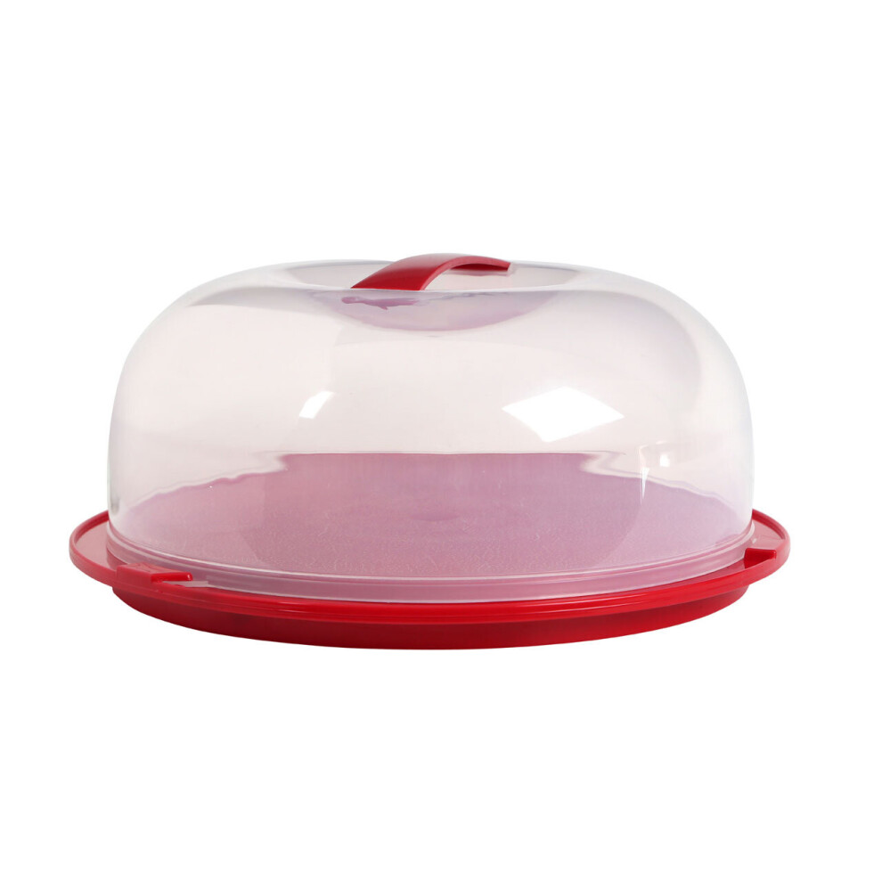 Round Cake Carrier with Handle and Lid, Red Cake Storage Container with Sealed Twister Lock