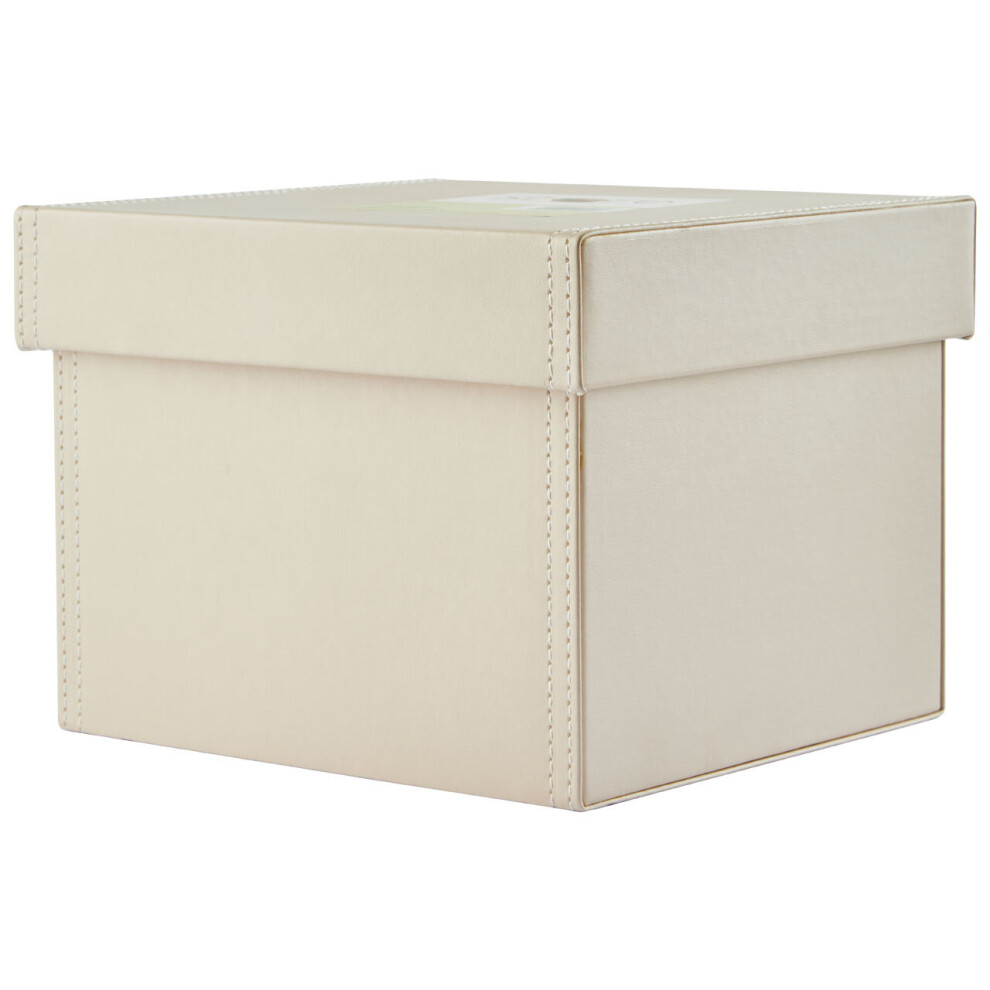 Premier Housewares Versatile Faux Leather Dvd Storage Box, Elegant Faux Leather Box, Lightweight Dvd Storage Container Cream