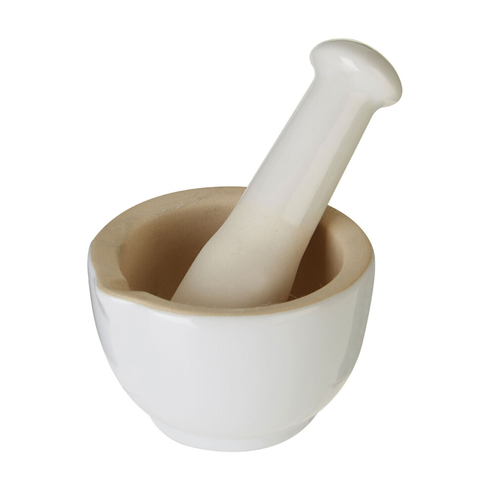 Premier Housewares White Finish Pestle And Mortar Small Pestle Mortar Set With Dark Skirting Contemporary Design Pestles and Mortars