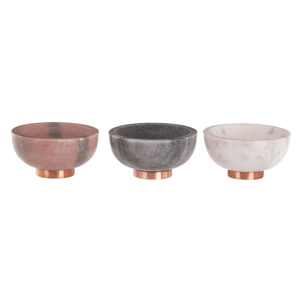 Premier Housewares Set of 3 Dipping Bowls/ Pink Grey White Marble Bowls For Daily Use Small Nibble Dishes With Textured Contemporary Design
