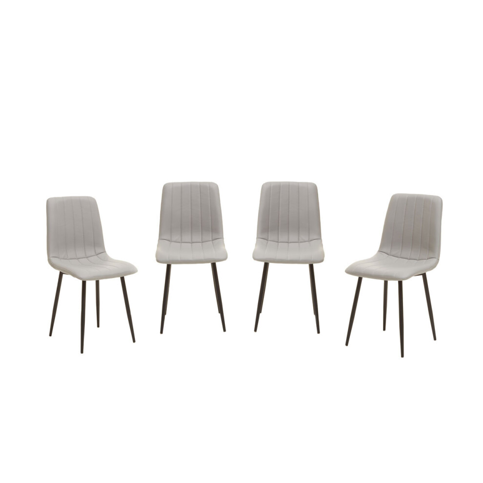 Premier Housewares Set Of 4 Grey Dining Chairs, High Quality Kitchen Chair, Back Support Fabric Chair, Easy To Clean Chair