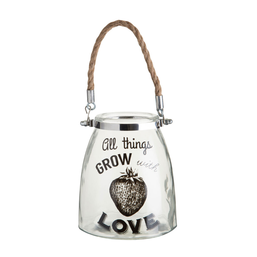 Premier Housewares Elegant All Things Grow Glass Lantern, Versatile Clear Candle Lantern, Tealight Lantern, Sleek Lantern