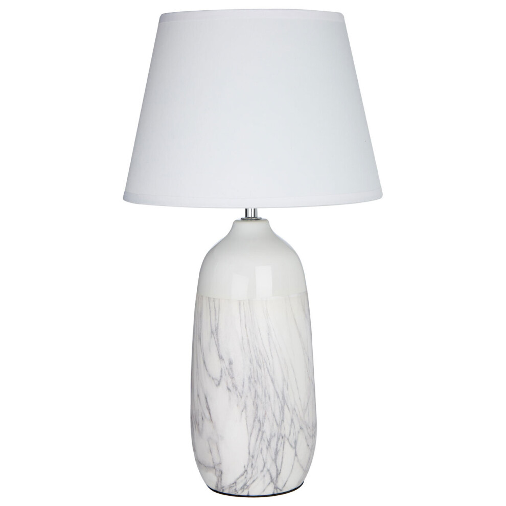 Premier Housewares Contemporary White Ceramic Table Lamp, Elegant Bed Table Lmap, Easily Maintained Lamp For Livingroom Table