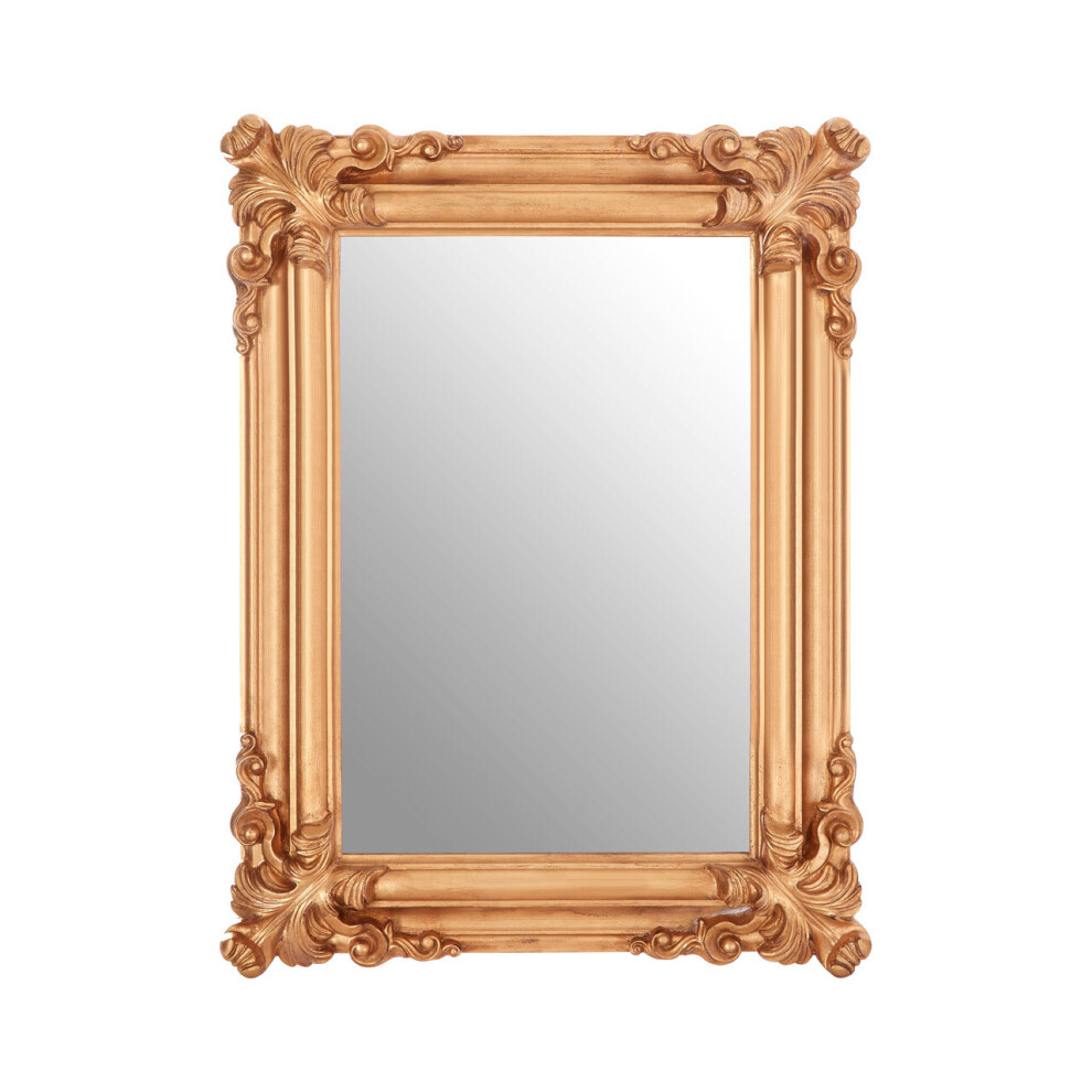 Premier Housewares Gold Frame Wall Mirror For Bedroom / Hallway / Living Room Luxurious and Fancy Antiquated Look w93 x d8 x h123cm